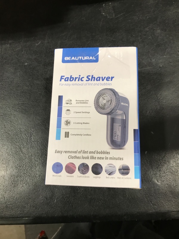 Photo 1 of BEAUTURAL Fabric Shaver and Lint Remover, Sweater Defuzzer with 2-Speeds, 2 Replaceable Stainless Steel Blades, Battery Operated, Remove Clothes Fuzz, Lint Balls, Pills, Bobbles Gray