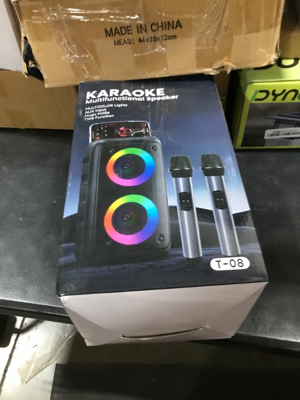 Photo 1 of Karaoke Machine, Portable Bluetooth Karaoke Player Machine with 2 Wireless Karaoke Microphones Player for Adults Kids with Upgraded Subwoofer, PA System, Support TWS/TF/USB/AUX for Home Party Outdoor