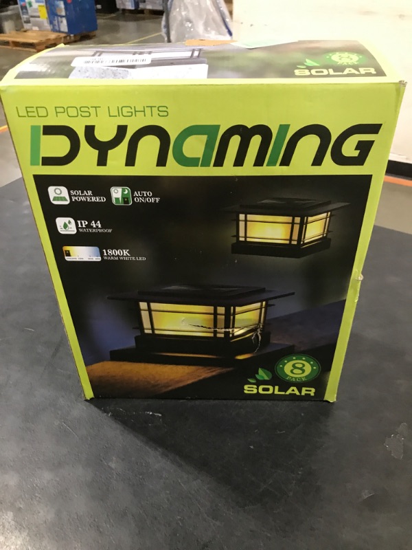 Photo 1 of Dynaming 8 Pack Solar Post Cap Lights Outdoor with Flickering Flame Light, Fence Post Solar Lights Fit for 4x4 5x5 6x6 Vinyl/Wooden Posts, High Brightness SMD LED Lighting Decor for Garden Deck Patio