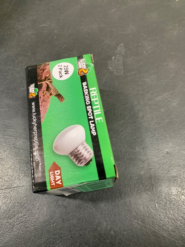 Photo 1 of LUCKY HERP Heat Lamp Bulbs, 25W Reptile Heat Lamp 2 Pack Reptile Heat Lamp Bulbs, Daylight Basking Spot Heat Light Bulb, Amphibians Heat Lamp Bulbs for Reptile, Chameleons, Snakes, Lizard, Turtle