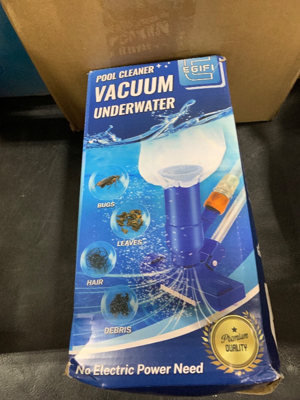 Photo 1 of Pool Vacuum for Above Ground Pool with Nylon Mesh Net, Jet Underwater Cleaner & 3 Scrub Brushes, Portable Pool Vacuum Cleaner for Swimming Pool Spa Fountain Pond Hot Tub, Soft Blue