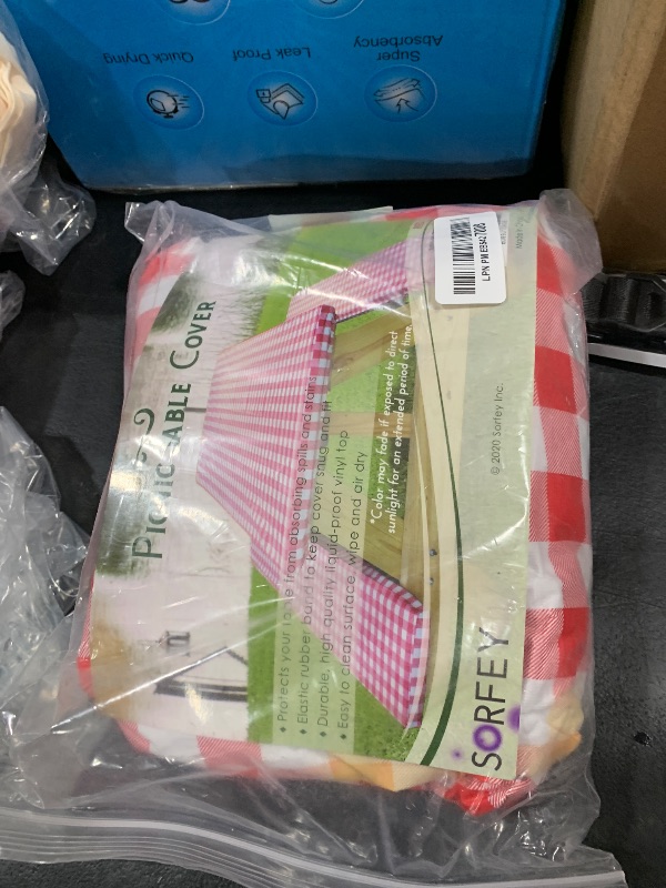 Photo 1 of Sorfey Picnic Table Cover with Bench Covers -Fitted with Elastic, Vinyl with Flannel Back, Fits for Table 30"x 72" Rectangle,Water Proof, Checked red Design