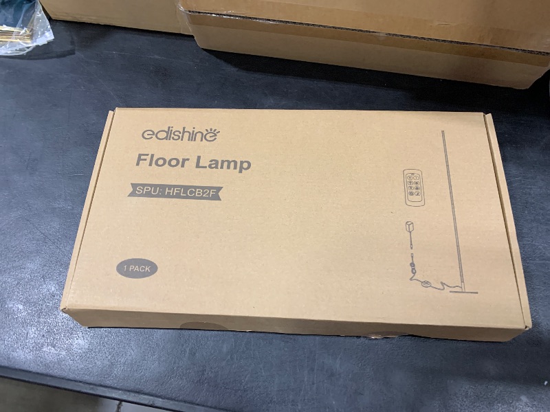 Photo 1 of EDISHINE Corner Floor Lamp, Dimmable LED Light with Remote, 3 Color Temperature 3000K-4500K-6000K, 57.5" Modern Black LED Floor Lamp for Bedroom, Living Room, Office