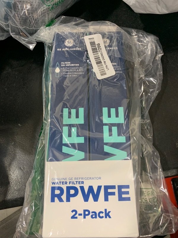 Photo 1 of GE RPWFE2PK RPWFE Refrigerator Water Filter Certified to Reduce Lead, Sulfur, and 50+ Other Impurities, Replace Every 6 Months for Best Results, Pack of 2, 2 Count (Pack of 1), White