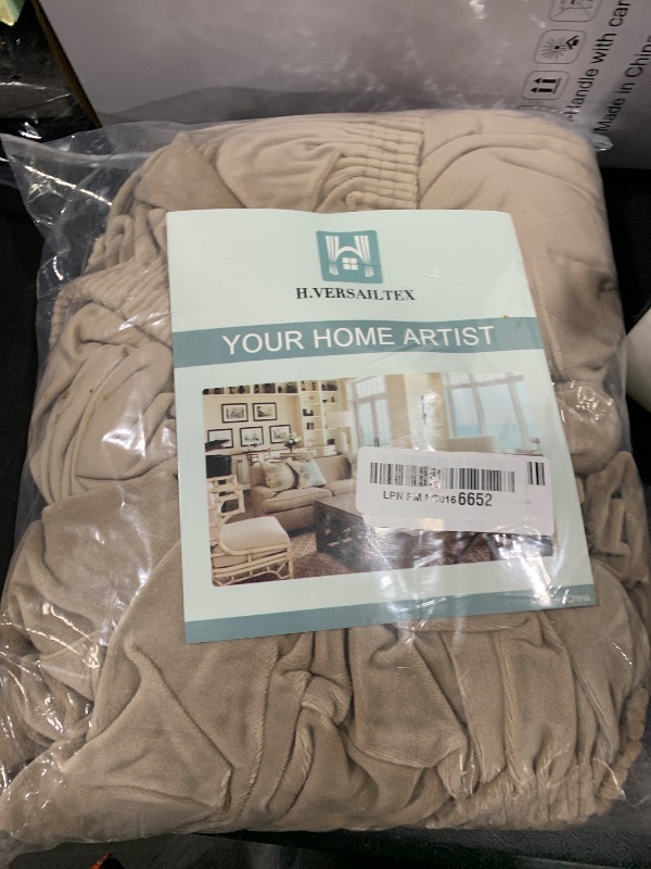 Photo 1 of H.VERSAILTEX Velvet Stretch Couch Cushion Cover Plush Cushion Slipcover for Chair Loveseat Sofa Cushion Furniture Protector Seat Cushion Sofa Cover (3 Piece XL Sofa Cushion Covers, Taupe)