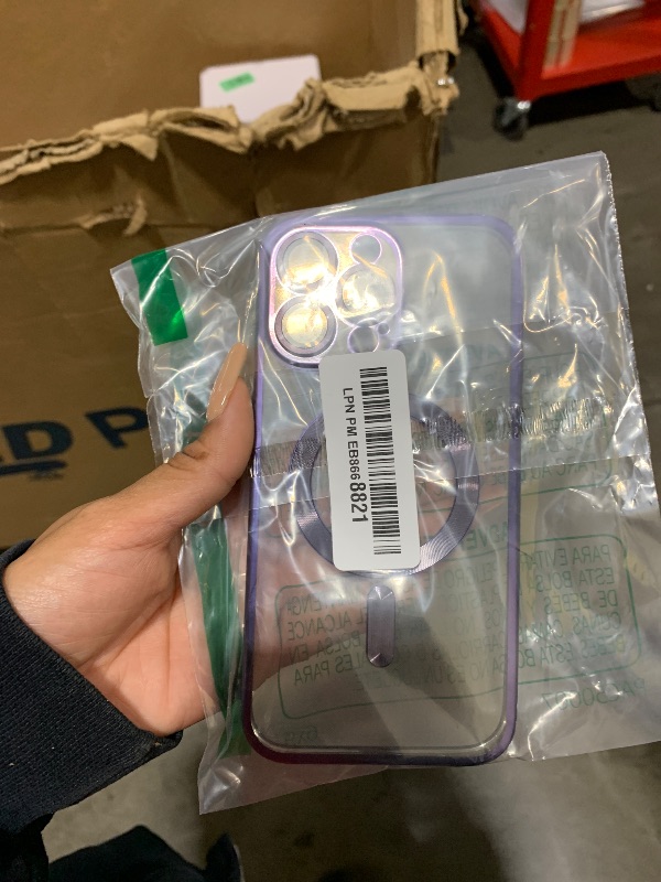 Photo 1 of Misea Magnetic Clear Case for iPhone 14 Pro Max Case [Compatible with MagSafe] [Never Yellowing] [Military Grade Drop Protection] Full Camera Lens Protector Luxury Plating Soft Phone Case, Purple