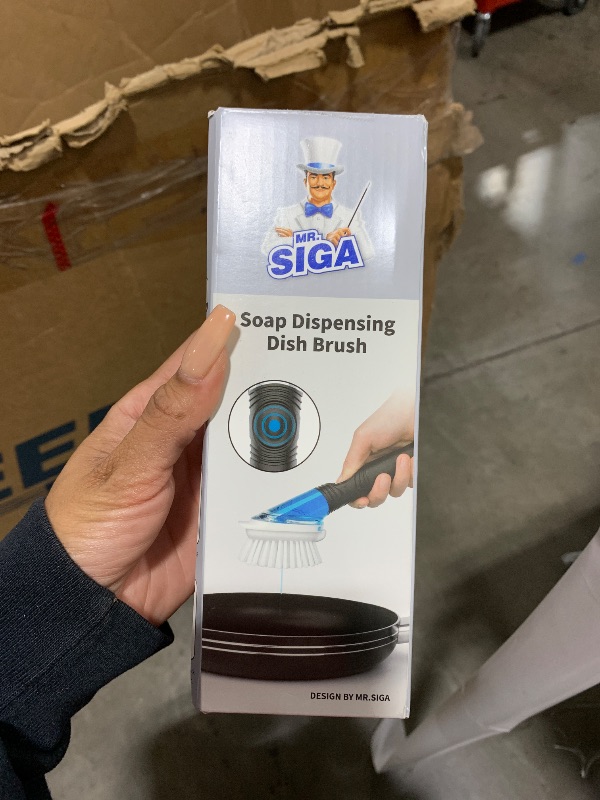 Photo 1 of MR.SIGA Soap Dispensing Dish Brush, Kitchen Brush for Pot Pan Sink Cleaning, Black