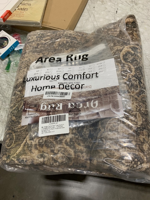 Photo 1 of WondRg 5x7 Washable Brown Vintage Area Rug for Living Room Bedroom Traditional Low Pile Soft Carpet Non-Slip Thin Retro Distressed Accent Throw Rug for Dining Room Office Dorm Kitchen Indoor