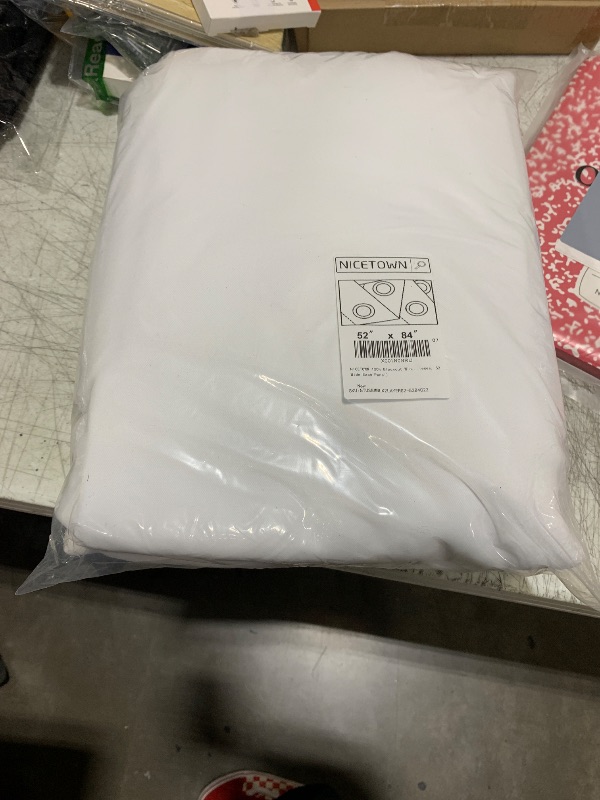 Photo 1 of NICETOWN 100% Blackout Window Curtain Panels, Cold and Full Light Blocking Drapes with Black Liner for Nursery, 84 inches Drop Thermal Insulated Draperies (White, 2 Pieces, 52 Wide Each Panel)