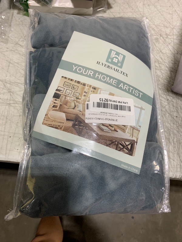 Photo 1 of H.VERSAILTEX Velvet Dining Chair Covers Stretch Chair Covers for Dining Room Set of 4 Parson Chair Slipcovers Chair Protectors Covers Dining, Soft Thick Solid Velvet Fabric Washable, Stone Blue