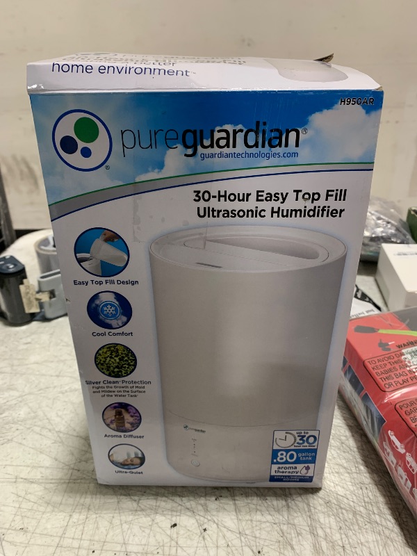 Photo 1 of PureGuardian 30-Hour 0.80 Gal. Top Fill Cool Mist Ultrasonic Humidifier for Home with Aromatherapy Tray, Covers 320 Sq. Ft, White, H950AR