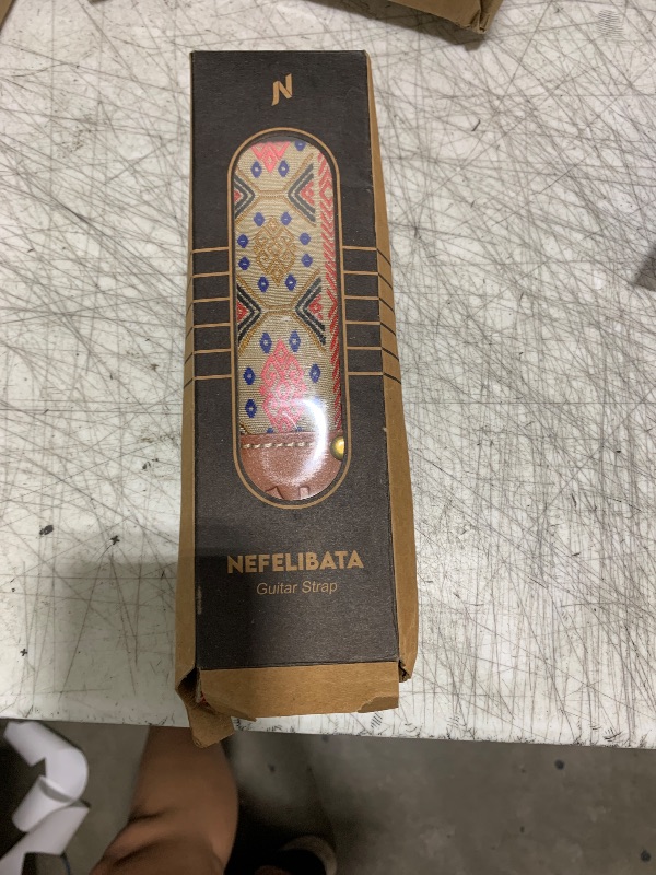 Photo 1 of Nefelibata Cool Woven Guitar Strap - Cotton Guitar Straps with Thicked First Layer Vegetable Tanned Cowhide Leather Ends for Acoustic, Bass, Electric, Best Gift for Your Love Guitarists(Boho Yellow)