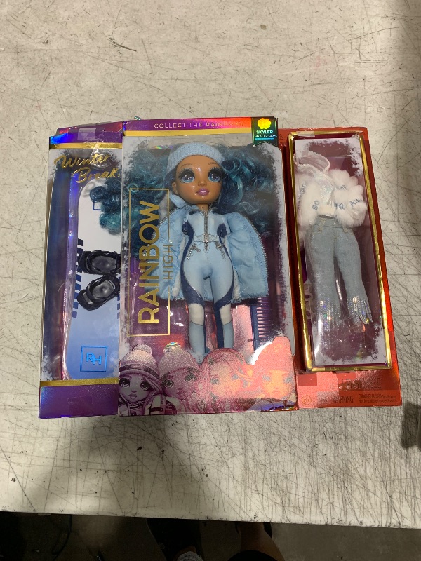 Photo 1 of Rainbow High Winter Break Skyler Bradshaw – Blue Fashion Doll and Playset with 2 Designer Outfits, Snowboard Accessories