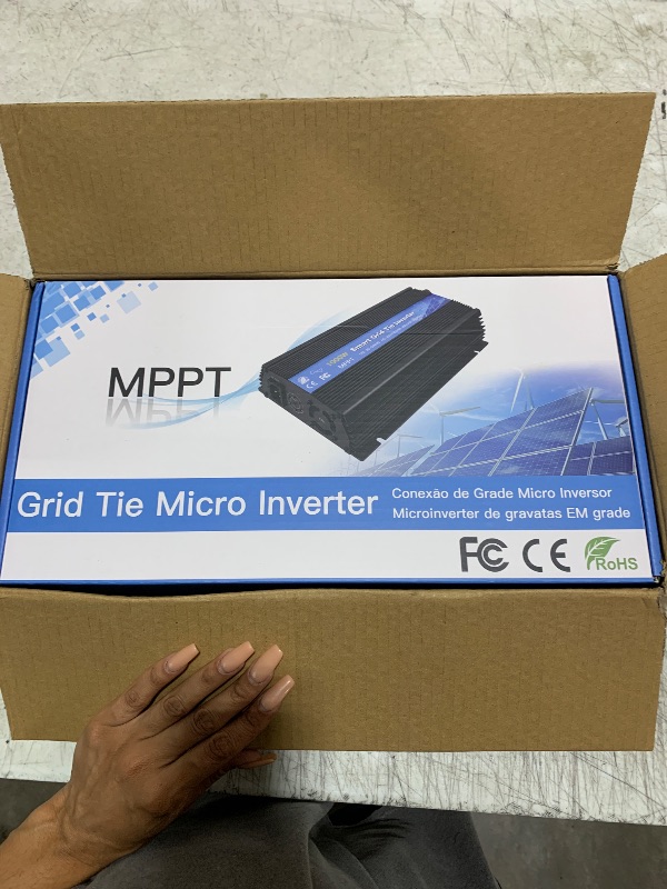 Photo 1 of Marsrock 1300W MPPT Pure Sine Wave Grid-Tie Micro Inverter, Converts 10.5-30V DC to 110V/120V AC, Perfect for Home Solar or Wind Power Systems.