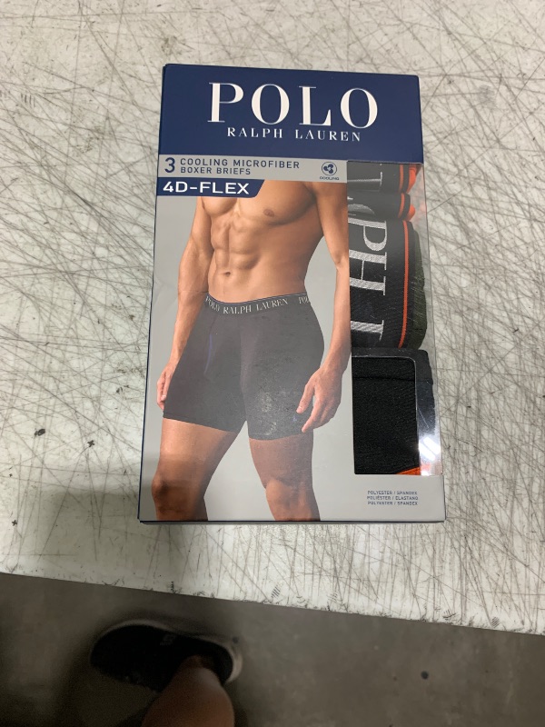Photo 1 of Polo Ralph Lauren Men's 4D Flex Cooling Microfiber Boxer Briefs, Active Orange/Polo Black, Company Olive/Active Orange, Polo Black/Active Orange, Large