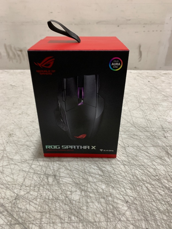 Photo 1 of ASUS ROG Spatha X Wireless Gaming Mouse (Magnetic Charging Stand, 12 Programmable Buttons, 19,000 DPI, Push-fit Hot Swap Switch Sockets, ROG Micro Switches&Paracord and Aura RGB lighting),Black