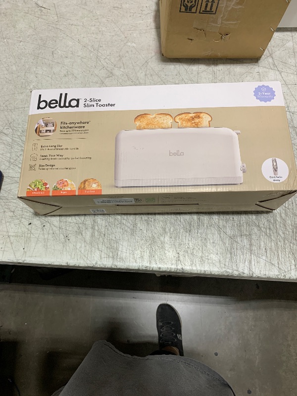 Photo 1 of bella 2 Slice Slim Toaster, Fits-anywhere™ Kitchenware, 6 Setting Shade Control with Reheat & Cancel Buttons, Removable Crumb Tray, 10” Long Slot, Anti Jam & Auto Shutoff, 900 Watt, Oatmilk