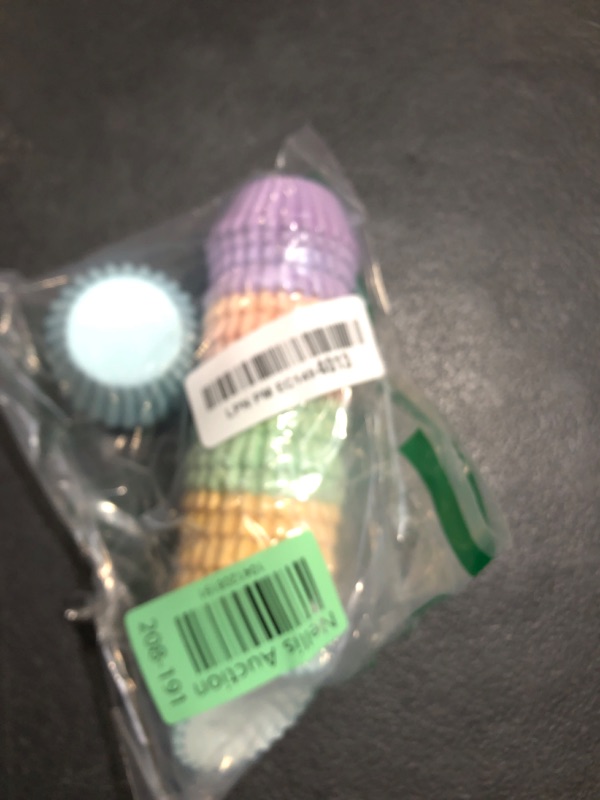 Photo 1 of Whaline 600Pcs Colorful Mini Cupcake Liners Pastel Color Baking Cups Pink Blue Purple Yellow Orange Green Muffin Cupcake Wrappers for Party Supplies