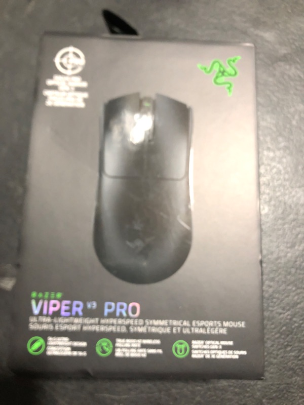 Photo 1 of Razer Viper V3 Pro Wireless Esports Gaming Mouse: Symmetrical - 54g Lightweight - 8K Polling - 35K DPI Optical Sensor - Gen3 Optical Switches - 8 Programmable Buttons - 95 Hr Battery - Black