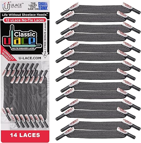 Photo 1 of uLace Classic No-Tie Shoelaces - Elastic Shoe Laces for Sneakers | Stretchy, Elastic Laces | Easy Installation - 14 Laces