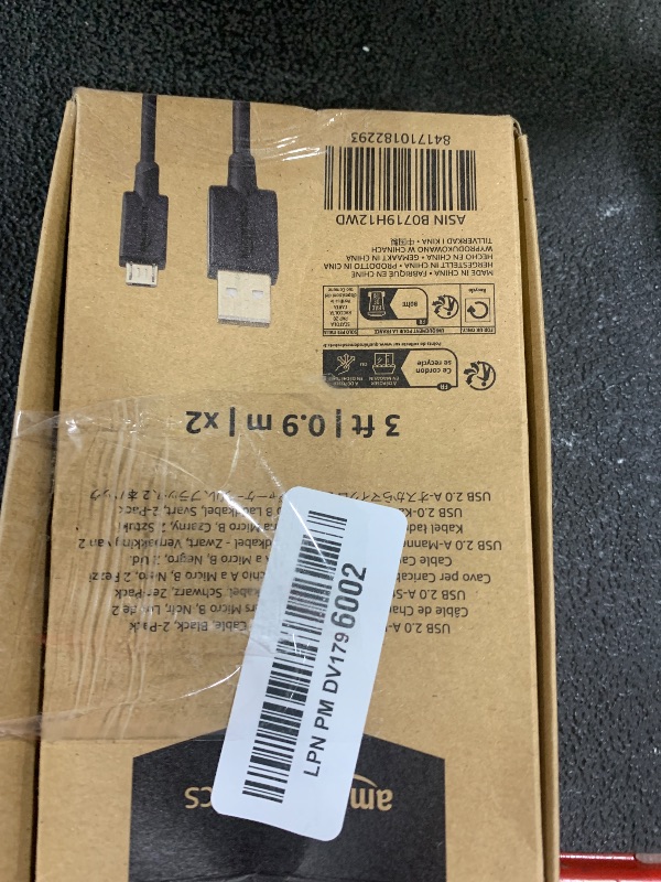 Photo 1 of Amazon Basics 2-Pack USB-A to Micro USB Charging Cable, 480Mbps Transfer Speed with Gold-Plated Plugs, USB 2.0, 3 Foot, Black