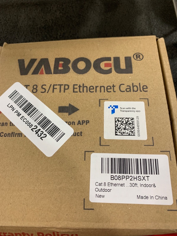 Photo 1 of Vabogu Cat 8 Ethernet Cable, 30ft Heavy Duty High Speed Internet Network Cable, Professional LAN Cable, 26AWG, 2000Mhz 40Gbps with Gold Plated RJ45 Connector, Shielded in Wall, Indoor&Outdoor