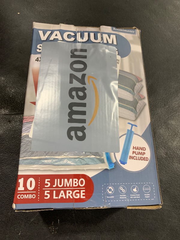 Photo 1 of 10 Pack Vacuum Storage Bags with Pump, 5 Jumbo and 5 Large Space Saver Vacuum Storage Bags, Vacuum Seal Bags for Clothing, Comfoters, Pillows, Blanket, Bedding