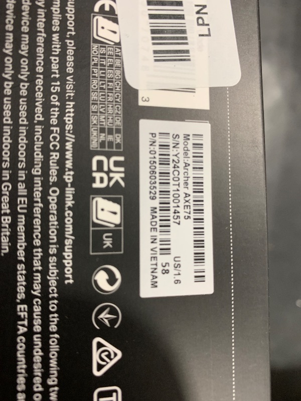 Photo 1 of TP-Link AXE5400 Tri-Band WiFi 6E Router (Archer AXE75)- Gigabit Wireless Internet Router, ax Router for Gaming, VPN Router, OneMesh, WPA3, Black