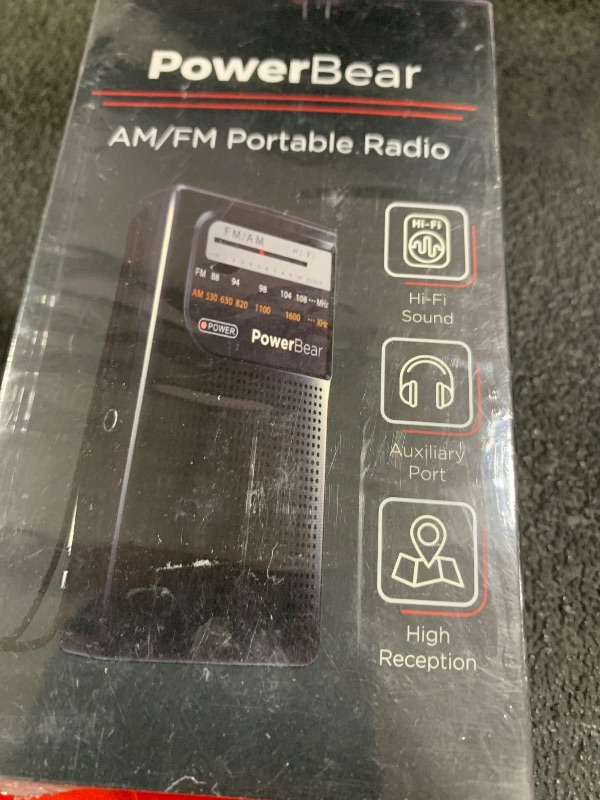 Photo 1 of PowerBear Portable Radio | AM/FM, 2AA Battery Operated with Long Range Reception for Indoor, Outdoor & Emergency Use | Radio with Speaker & Headphone Jack (Black)