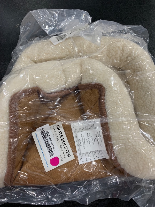 Photo 1 of Furhaven Dog Bed for Extra Small Dogs & Indoor Cats, 100% Washable, Sized to Fit Crates - Sherpa Fleece Bolster Crate Pad - Cream, Extra Small