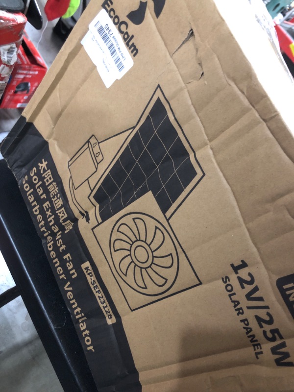 Photo 1 of ecoCalm Solar Fan with Battery, 8" Solar Powered Fans for Shed with 25W Bifacial Solar Panel & Exhaust Fan for Greenhouse/Outside with Anti-backflow Valve