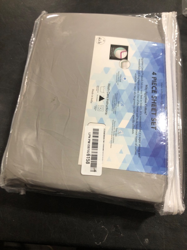 Photo 1 of Cottingon 4 Piece Twin XL Dorm Bedding Set for College, 100% Long Staple Premium Egyptian Cotton, Soft Bed Sheets, Fits Upto 15" Deep Mattress 39"X80" Extra Long, Light Grey