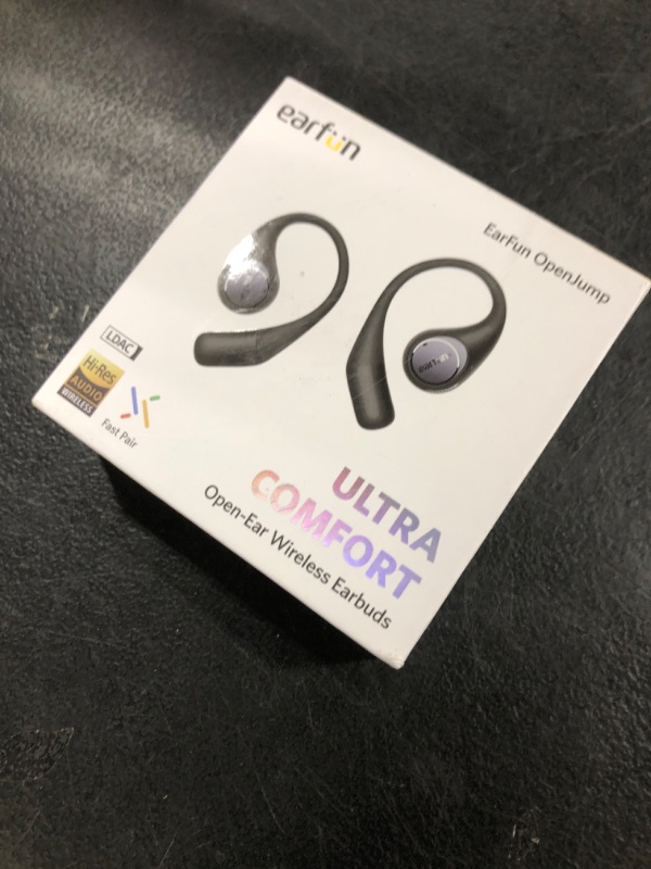 Photo 1 of EarFun OpenJump Open Ear Headphones, Wireless Earbuds with Ergonomic Earhook, Hi-Res Sound, LDAC, 4 Mics ENC Call, 42H Playtime, Multipoint Connection, IPX7 Waterproof, Snug Fit for Workout, Running