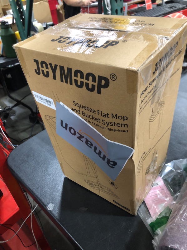 Photo 1 of JOYMOOP Mop and Bucket with Wringer Set, Hands Free Flat Floor Mop and Bucket, with 3 Washable Microfiber Pads, Wet and Dry Use, Floor Cleaning System