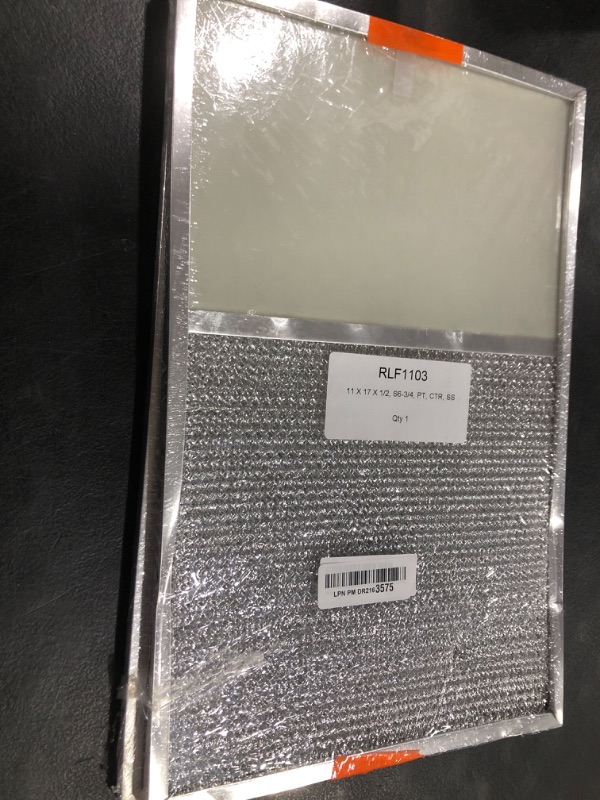 Photo 1 of Aluminum Range Hood Filter with Light Lens - 11" X 17" X 1/2" (Lens Size 6-3/4" X 11") Pull Tab, Center, Short Side