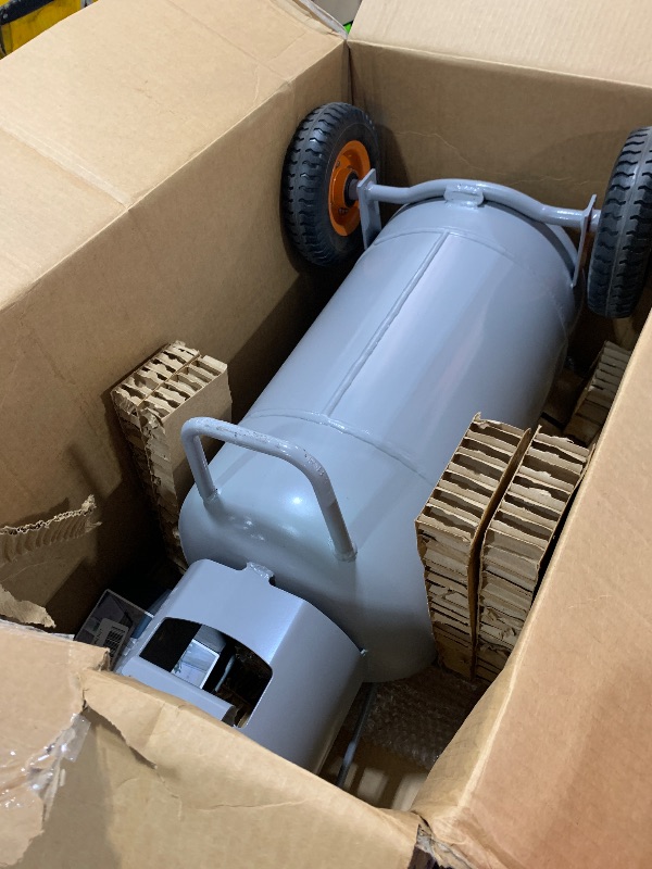 Photo 1 of Flame King 40LB Empty Propane Tank with Wheels, Horizontal & Vertical LP Cylinder with Built-in Gauge for Fire Tables, Fire Pits, Patio Heaters, Barbeques, Lunch Trucks, Weed Torches & Truck Campers