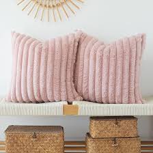 Photo 1 of JOJUSIS Pack of 2 Faux Fur Plush Decorative Throw Pillow Covers Couch Cushion Case Soft Pillowcases (