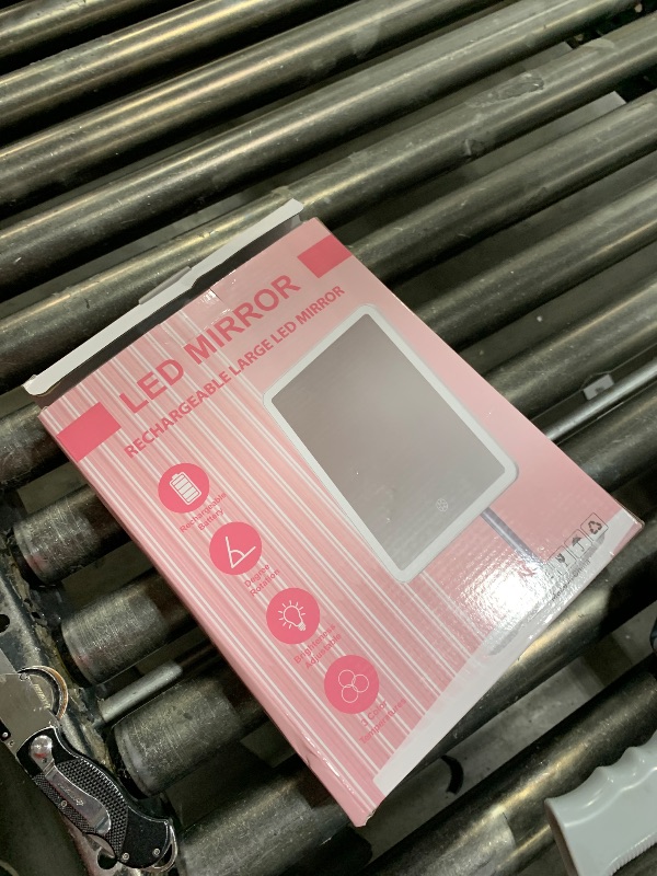 Photo 1 of DESCHEN 2000mAh Rechargeable Makeup Vanity Mirror with Lights, 11.6" Large Lighted Makeup Mirror with 3 Color Lights and 3.5" Detachable 10X Magnification, Light Make Up Desk Mirror with Lighting