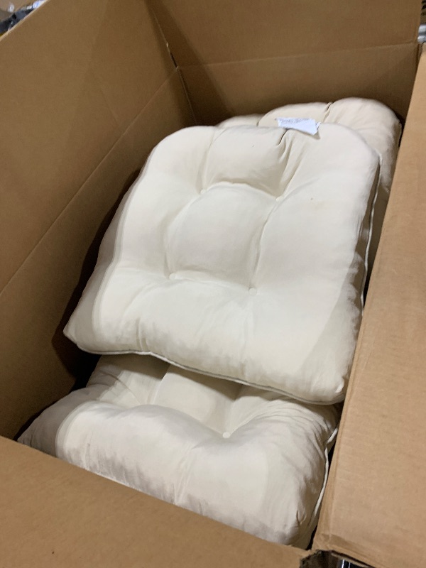 Photo 1 of HOMELYSIAN 19x19 Outdoor Chair Cushions Set of 4, Wicker Patio Furniture Cushions with Tufted Buttons