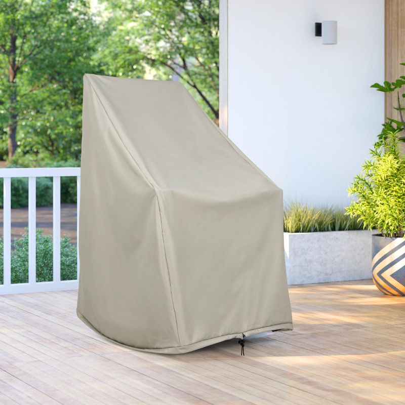 Photo 1 of Shine Company Weatherproof Outdoor Rocking Chair Cover, 100% Woven Polyester, Elastic Cord with Toggle, Grey