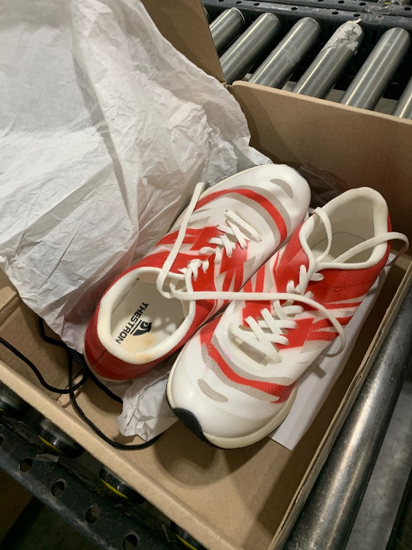 Photo 1 of Men Women Track and Field Shoes Kids Spikes Track Sneakers (7.5,Red)