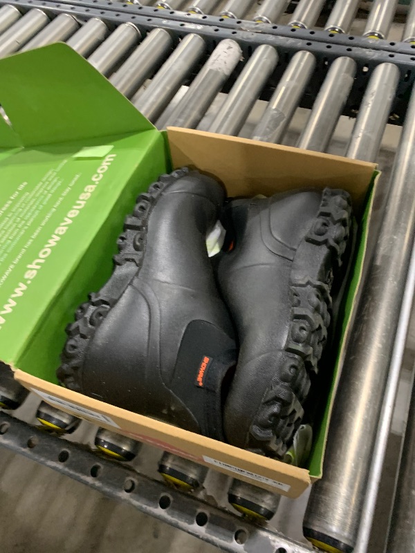 Photo 1 of Showave Men's Ankle Rain Boots Waterproof Rubber Garden Boots Durable Slip on, Black (Size 10)
