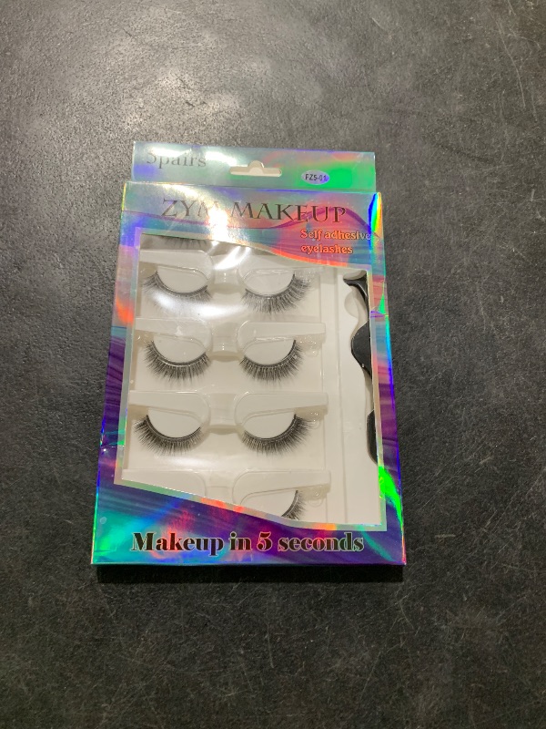 Photo 1 of 10 Pcs Self Adhesive False Eyelashes, Waterproof Natural Look, No Glue Wispy Eyelashes with Tweezers, Press On Lashes for Beginners #01