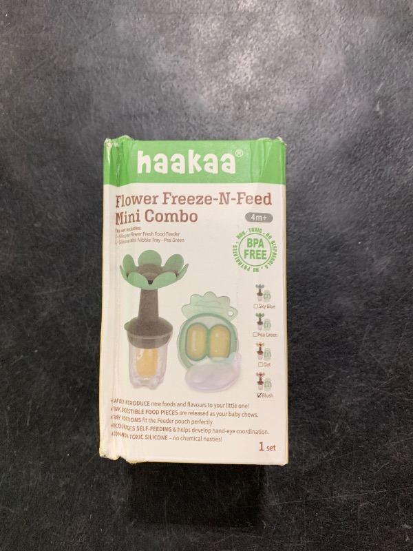 Photo 1 of Haakaa Flower Baby Fresh Fruit Food Feeder with Mini Freezer Nibble Tray, Breastmilk Popsicle Mold for Baby Cooling Relief, Food Grade Silicone Baby Mesh Feeder for Infants 4M+ (Blush)