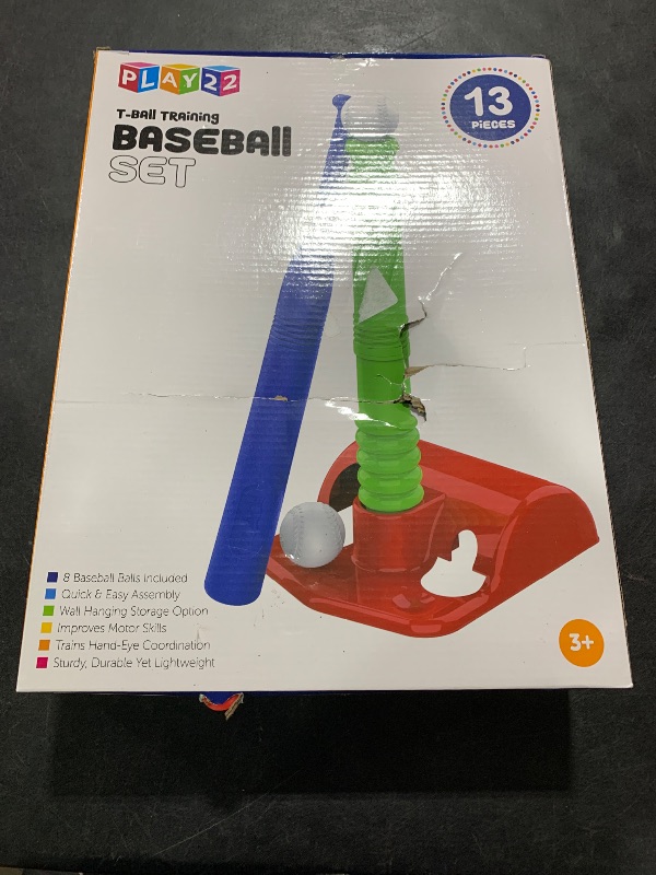 Photo 1 of Play22 T Ball Set for Toddlers - Tball Set for Kids 3-5, 8 Large Balls, 23" Batting Tee - Kids Baseball Bat Tee - Wiffle Ball, Toddler Outdoor Toys Play Equipment, Gifts for 4 Year Old Boys and Girls