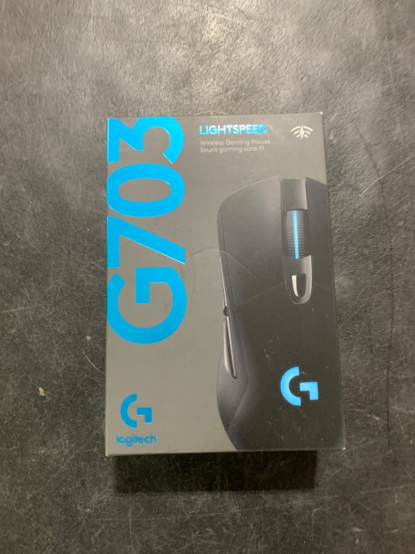 Photo 1 of Logitech G703 Lightspeed Wireless Gaming Mouse W/Hero 25K Sensor, PowerPlay Compatible, Lightsync RGB, Lightweight 95G+10G Optional, 100-25, 600 DPI, Rubber Side Grips - Black