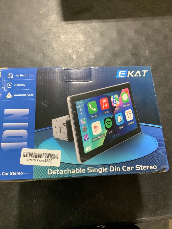 Photo 1 of 10.1 inch Single Din Car Stereo with CarPlay and Android Auto, Detachable Touch Screen Radio with Mirror Link/1080P/EQ Audio/SWC/Bluetooth +Backup Camera+MIC