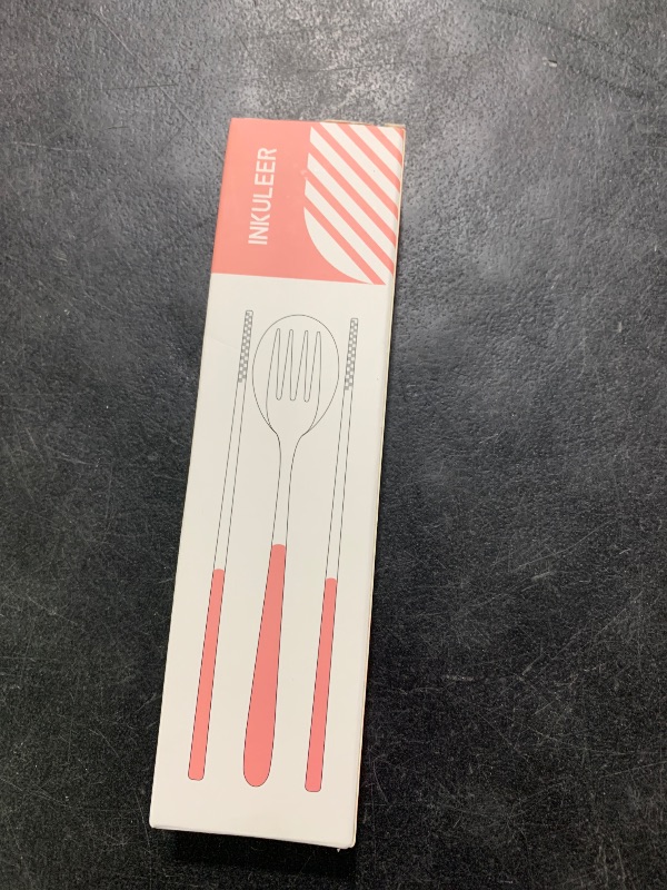 Photo 1 of INKULEER Travel cutlery set, 18/8 stainless steel cutlery, Reusable utensils set with case, Portable Silverware Lunch Box for Camping and Office(Pink?