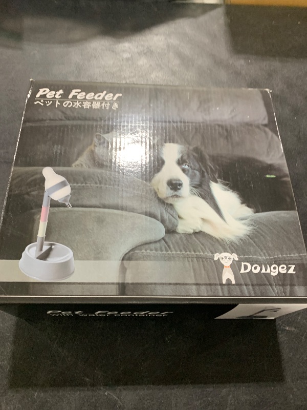 Photo 1 of Hotumn Pet Standing Water Dispenser Splash-Proof Cat Dog Standing Drinking Bowl Height Adjustable with Detachable Pole Automatically Feeding Water Anti-Spill for Puppy Dog Cat and Small Pet (Grey)