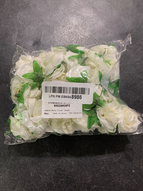 Photo 1 of Kesoto 50pcs Mini White Roses Artificial Flowers Bulk, 1.6" Small Silk Fake Roses Flower Heads for Decoration, Crafts, Wedding Centerpieces Bridal Shower Party Home Decor